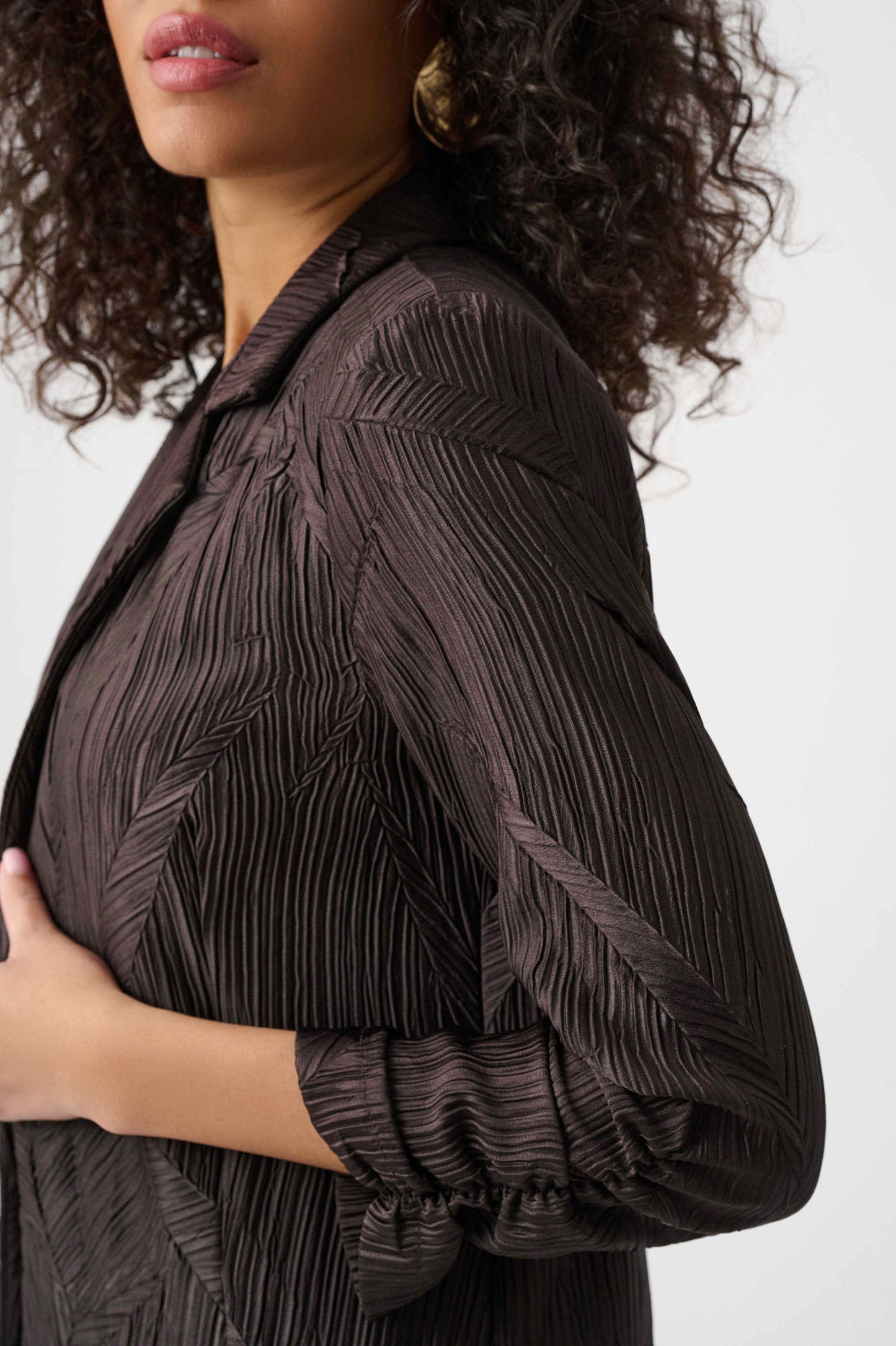 Pleated Satin Open Blazer. Style JR263050