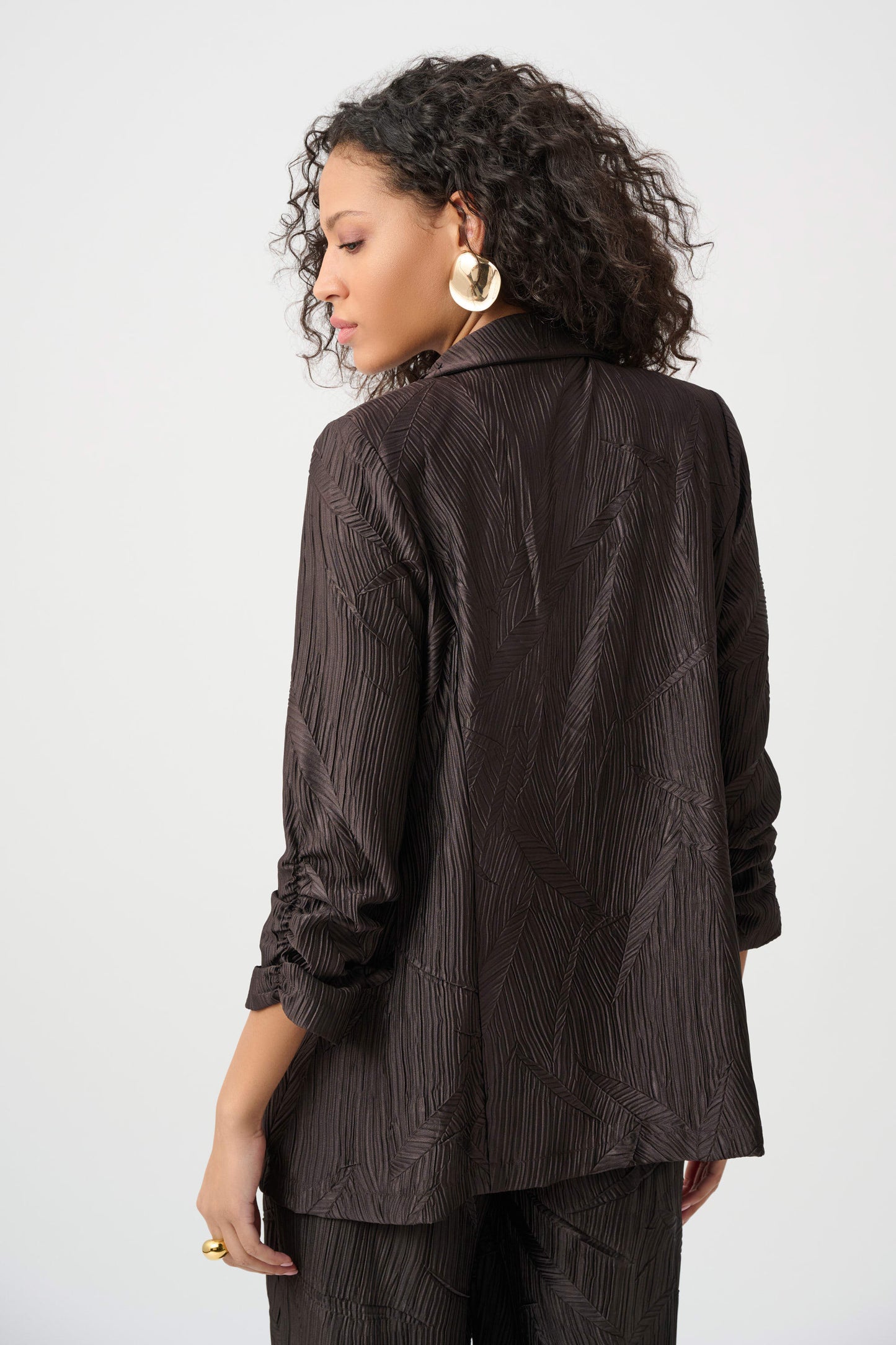 Pleated Satin Open Blazer. Style JR263050