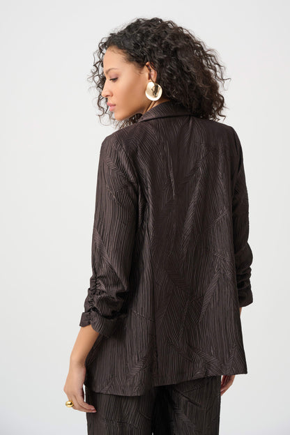 Pleated Satin Open Blazer. Style JR263050
