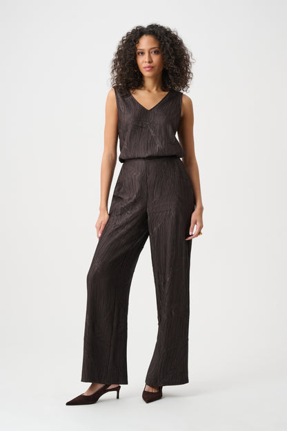 Pleated Satin Flared V-Neck Top. Style JR263051