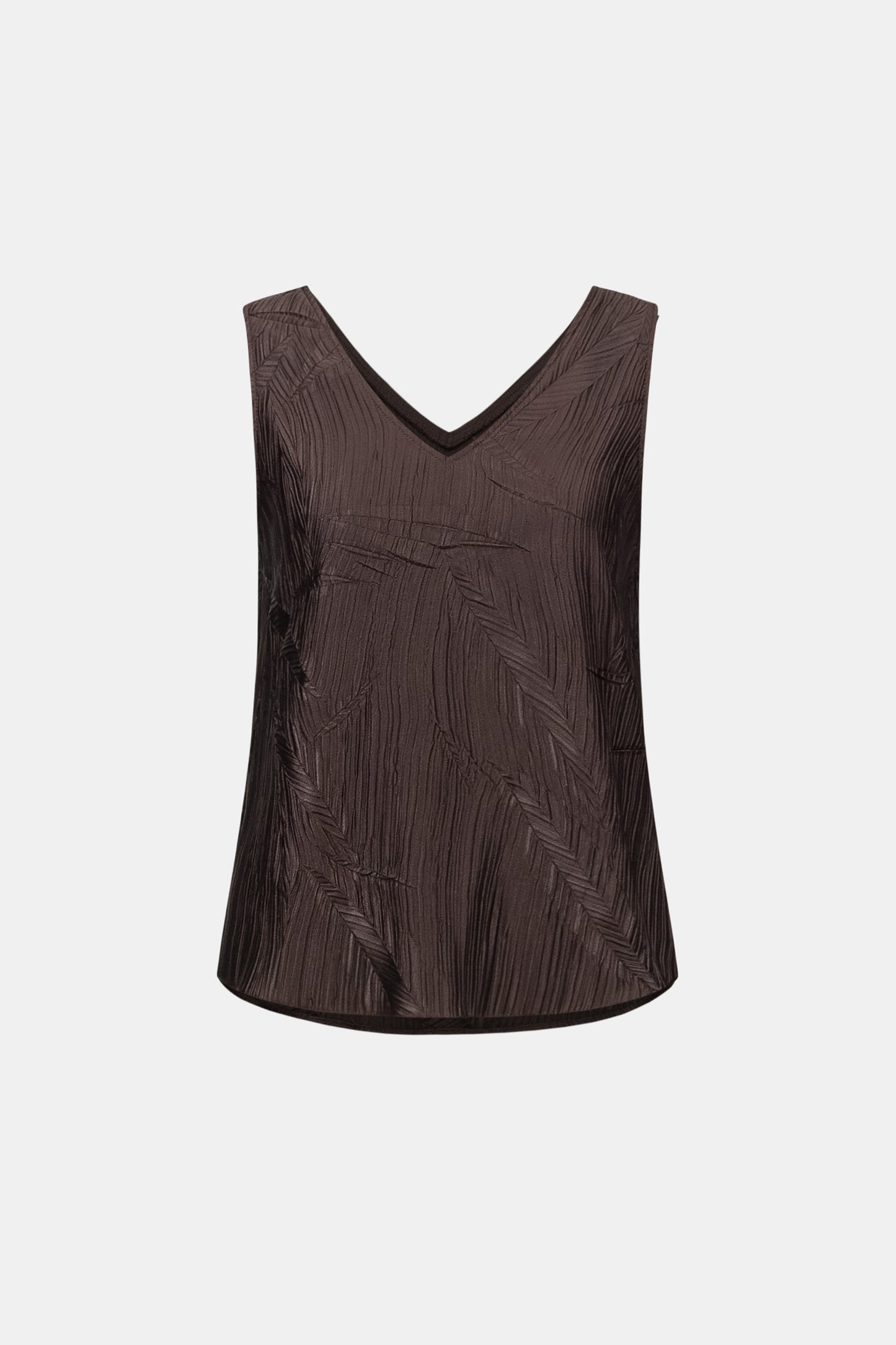 Pleated Satin Flared V-Neck Top. Style JR263051