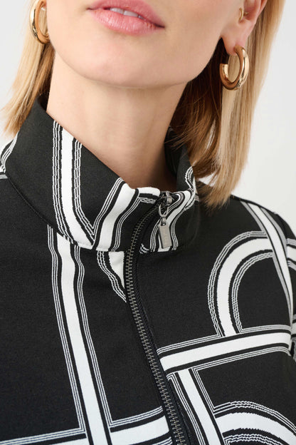 Jacquard Knit Geometric Fitted Jacket. Style JR263055