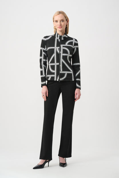 Jacquard Knit Geometric Fitted Jacket. Style JR263055