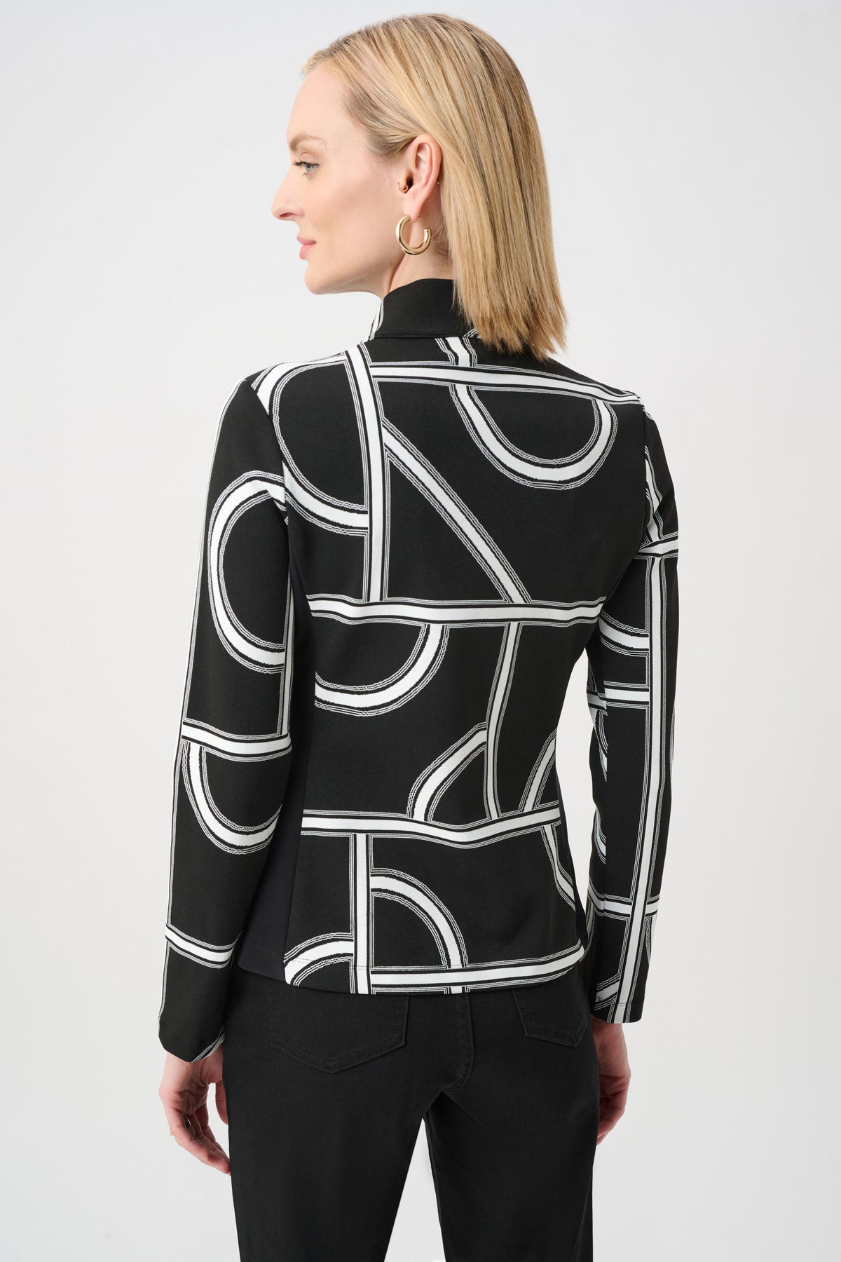 Jacquard Knit Geometric Fitted Jacket. Style JR263055