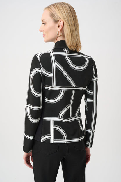 Jacquard Knit Geometric Fitted Jacket. Style JR263055