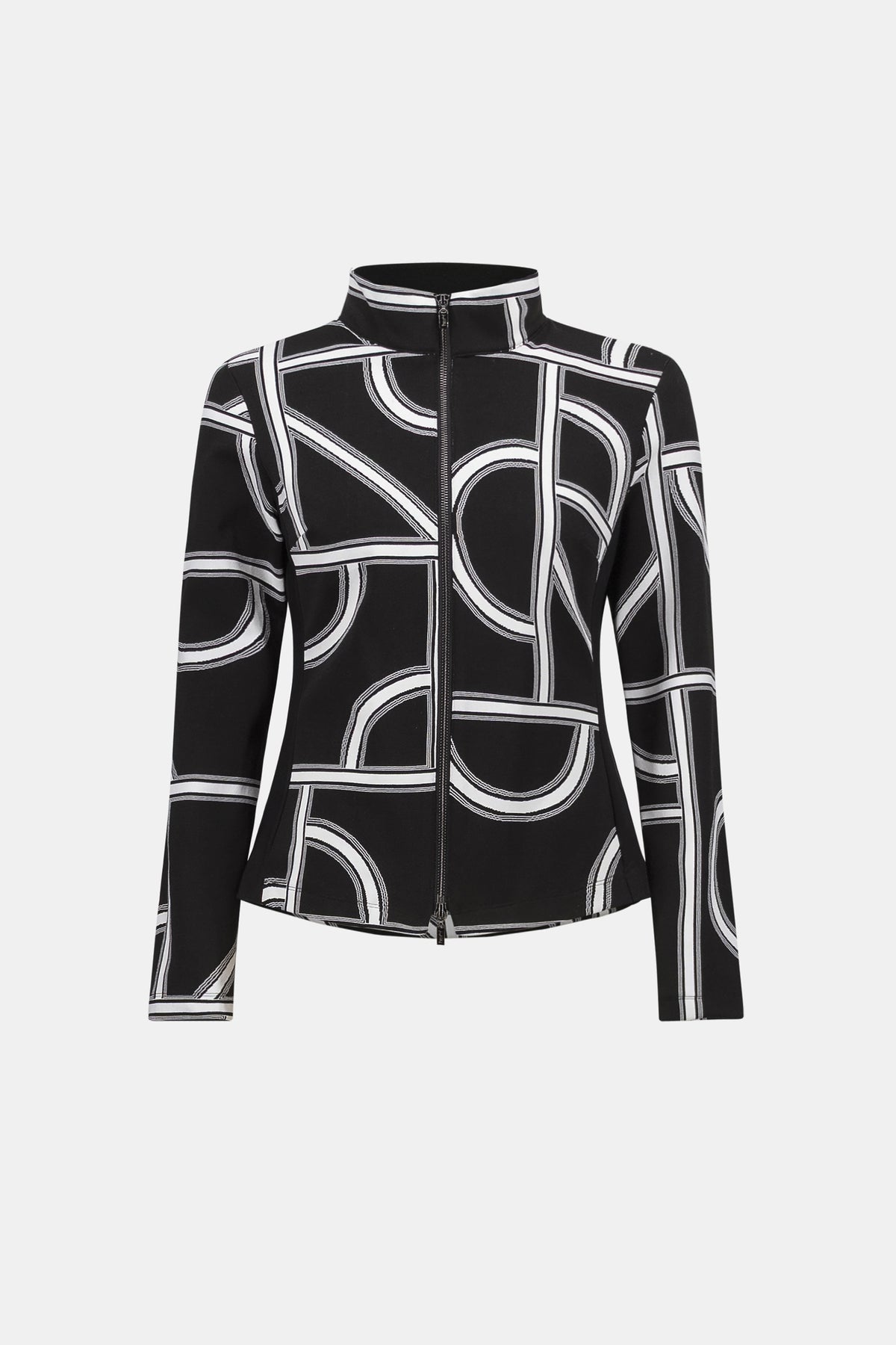 Jacquard Knit Geometric Fitted Jacket. Style JR263055