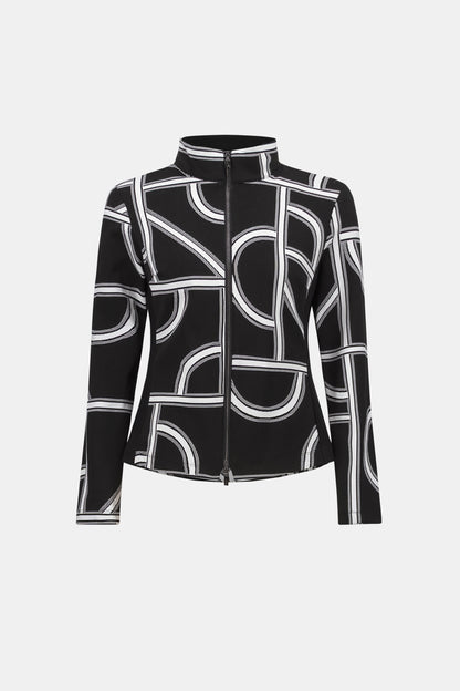 Jacquard Knit Geometric Fitted Jacket. Style JR263055