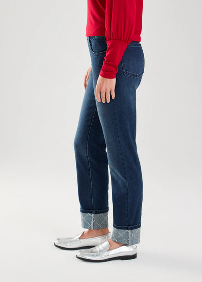 Pull On Gem Cuff Straight Ankle Jean. Style FD2630669