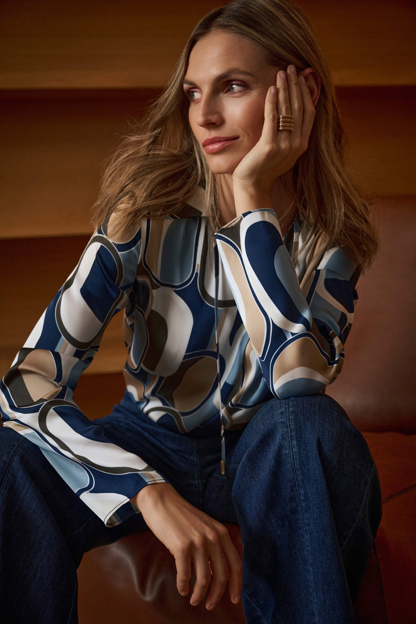 Recycled Satin Geometric Top. Style JR263071