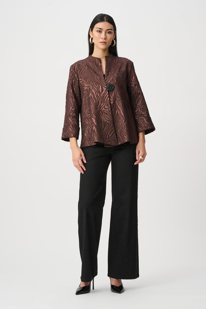 Woven Jacquard Animal Trapeze Jacket. Style JR263084