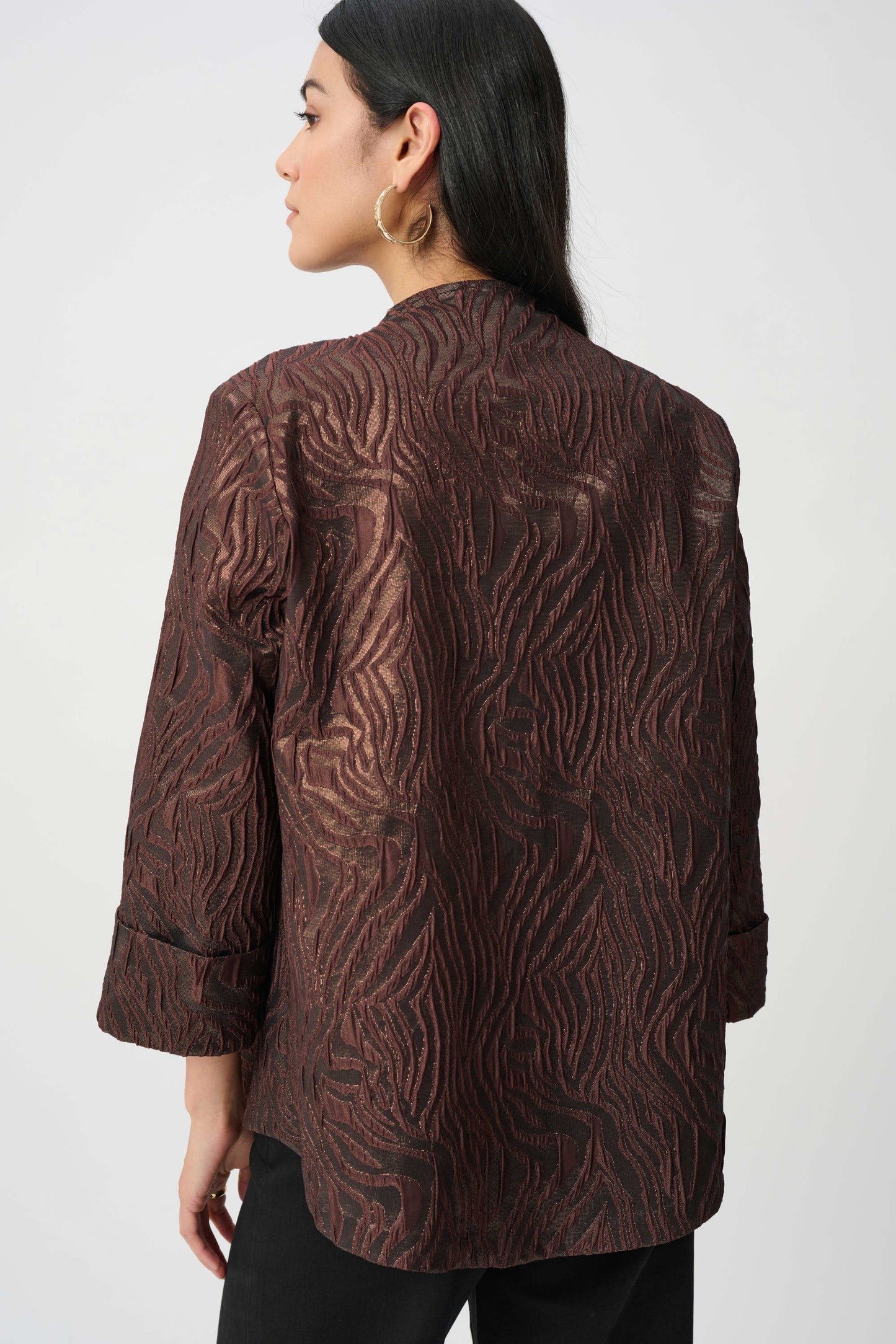 Woven Jacquard Animal Trapeze Jacket. Style JR263084