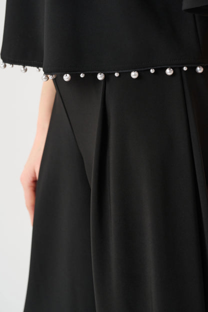 Silky Knit Flared Pearl Detail Top. Style JR263116