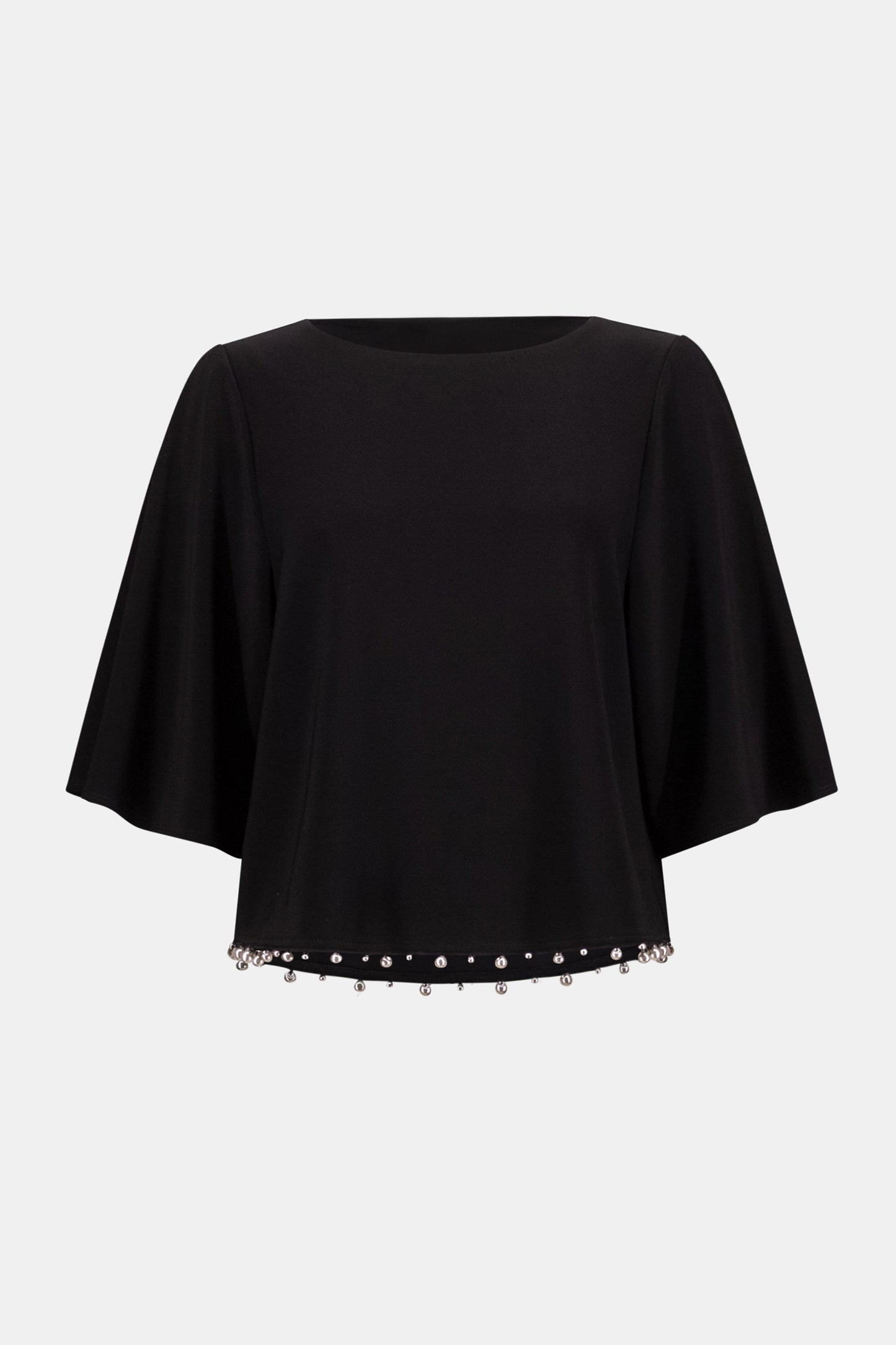 Silky Knit Flared Pearl Detail Top. Style JR263116