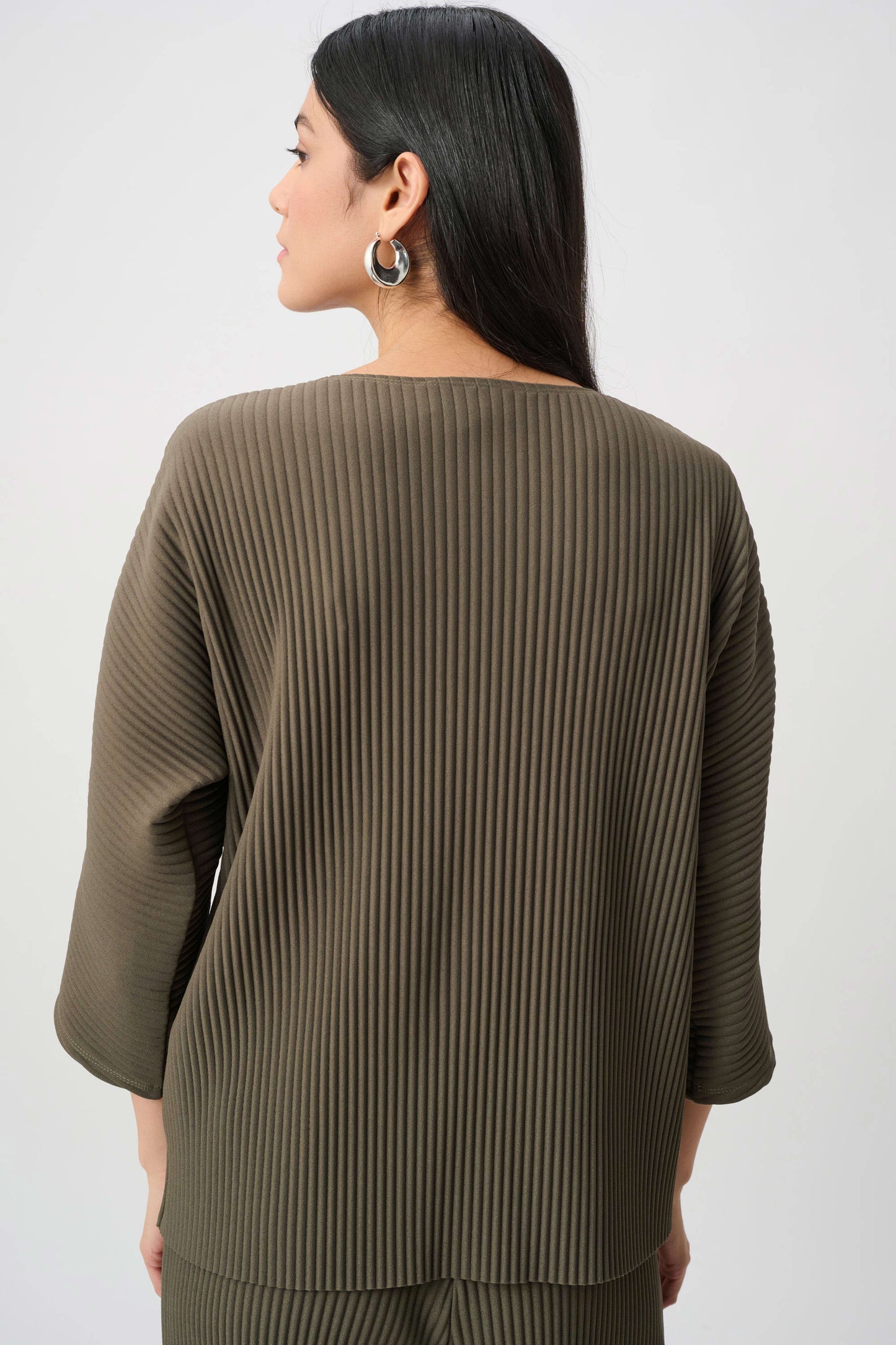 Pleated Scuba Crepe Zipped Neck Top. Style JR263123