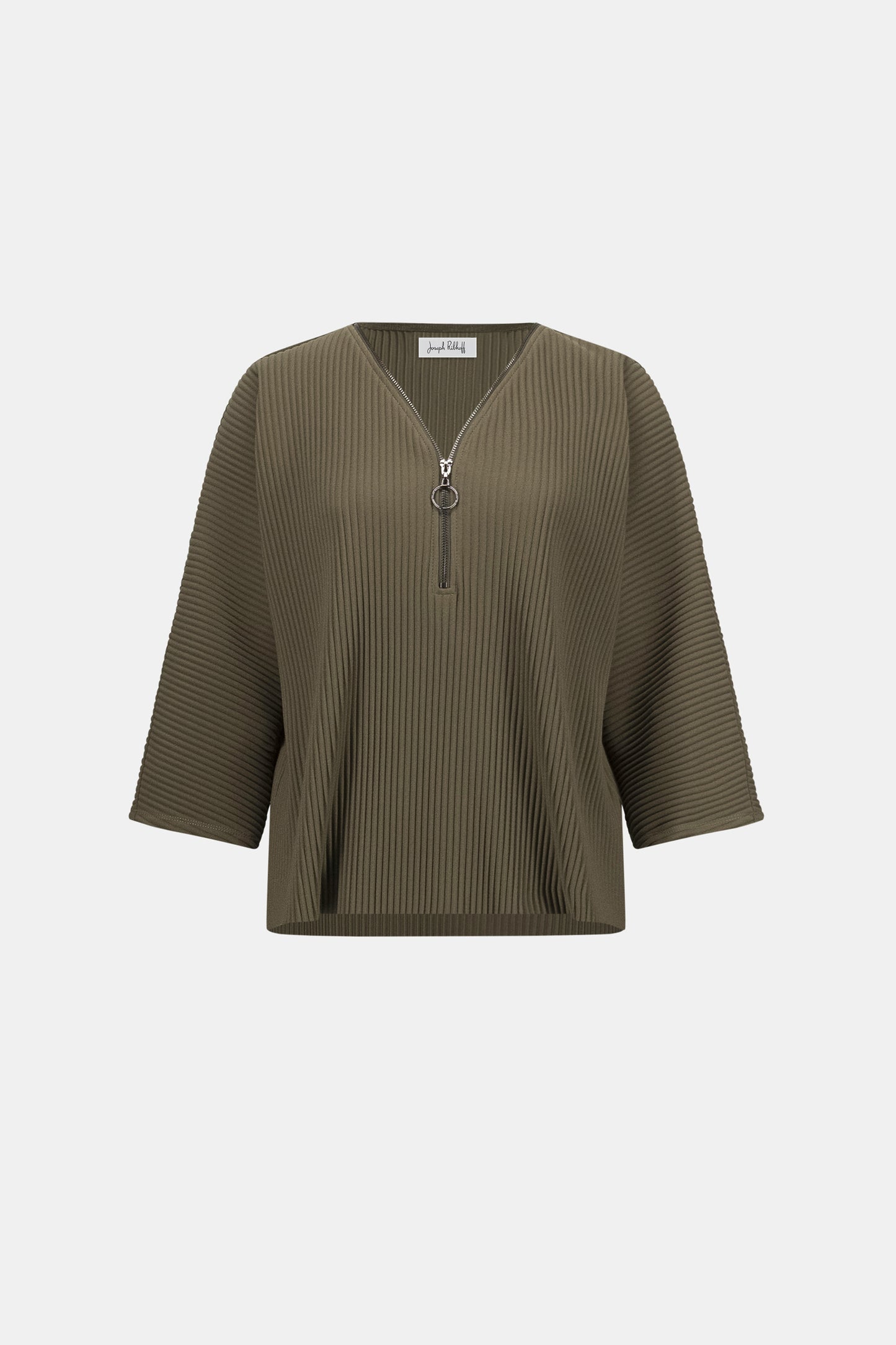 Pleated Scuba Crepe Zipped Neck Top. Style JR263123
