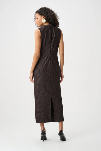 Pleated Satin Sleeveless Midi Dress. Style JR263147