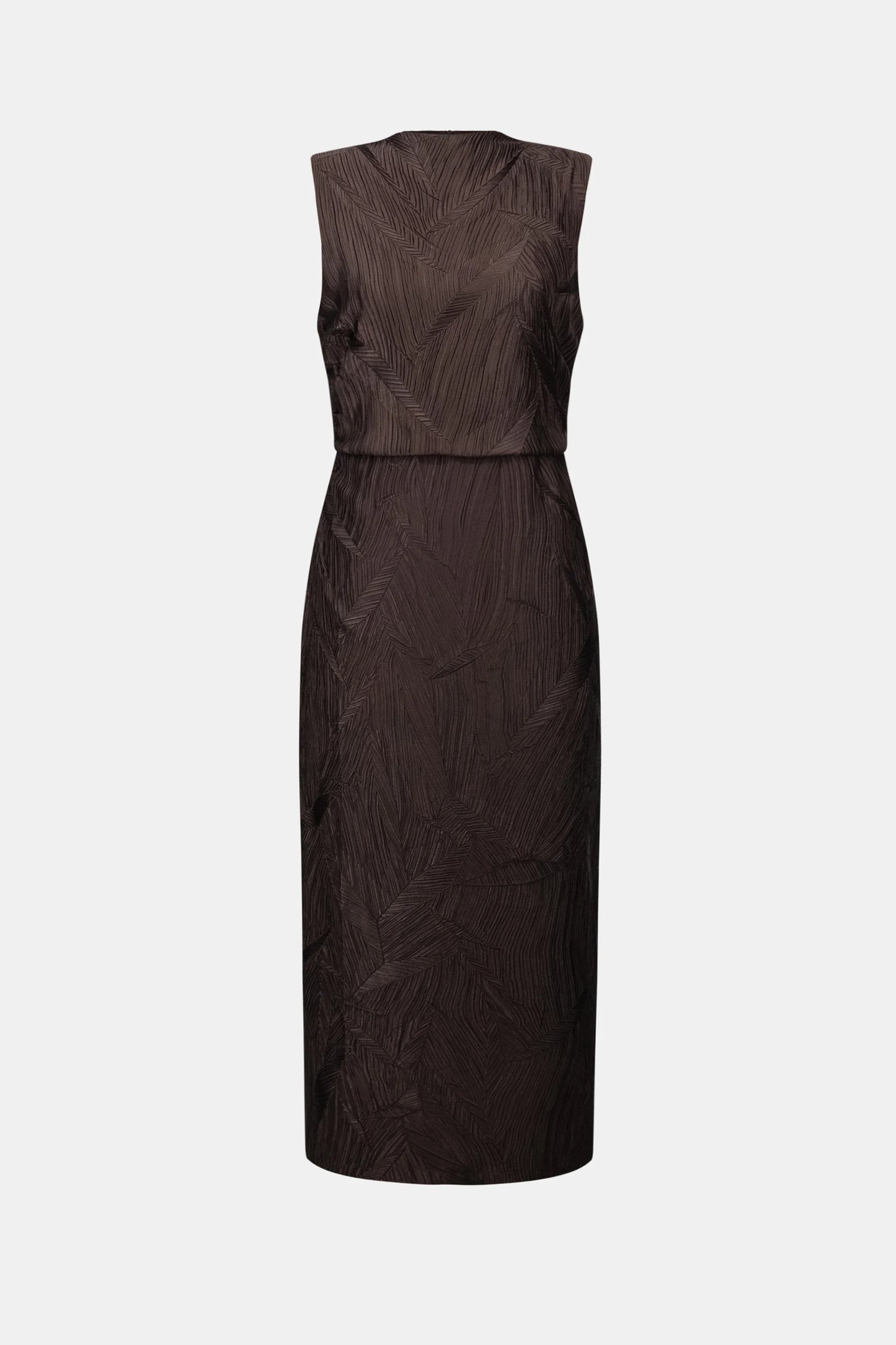 Pleated Satin Sleeveless Midi Dress. Style JR263147