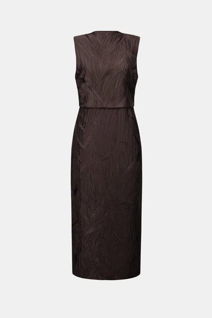 Pleated Satin Sleeveless Midi Dress. Style JR263147