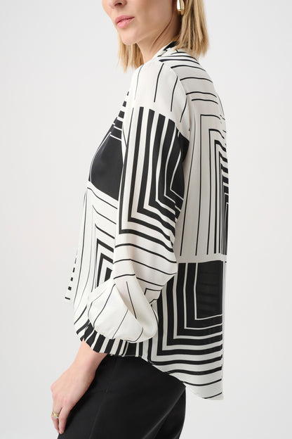 Recycled Satin Geometric Print Boxy Top. Style JR263153