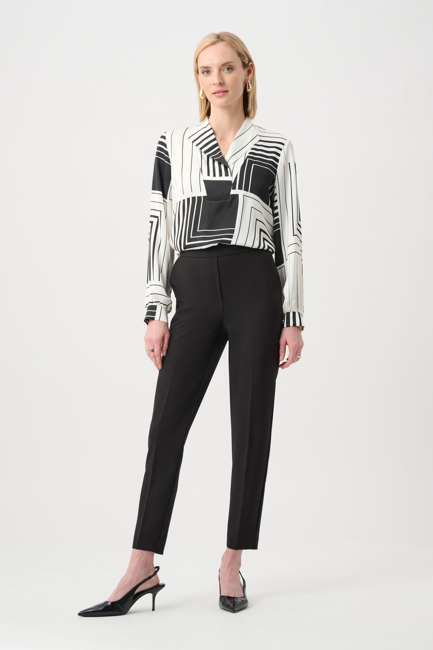 Recycled Satin Geometric Print Boxy Top. Style JR263153