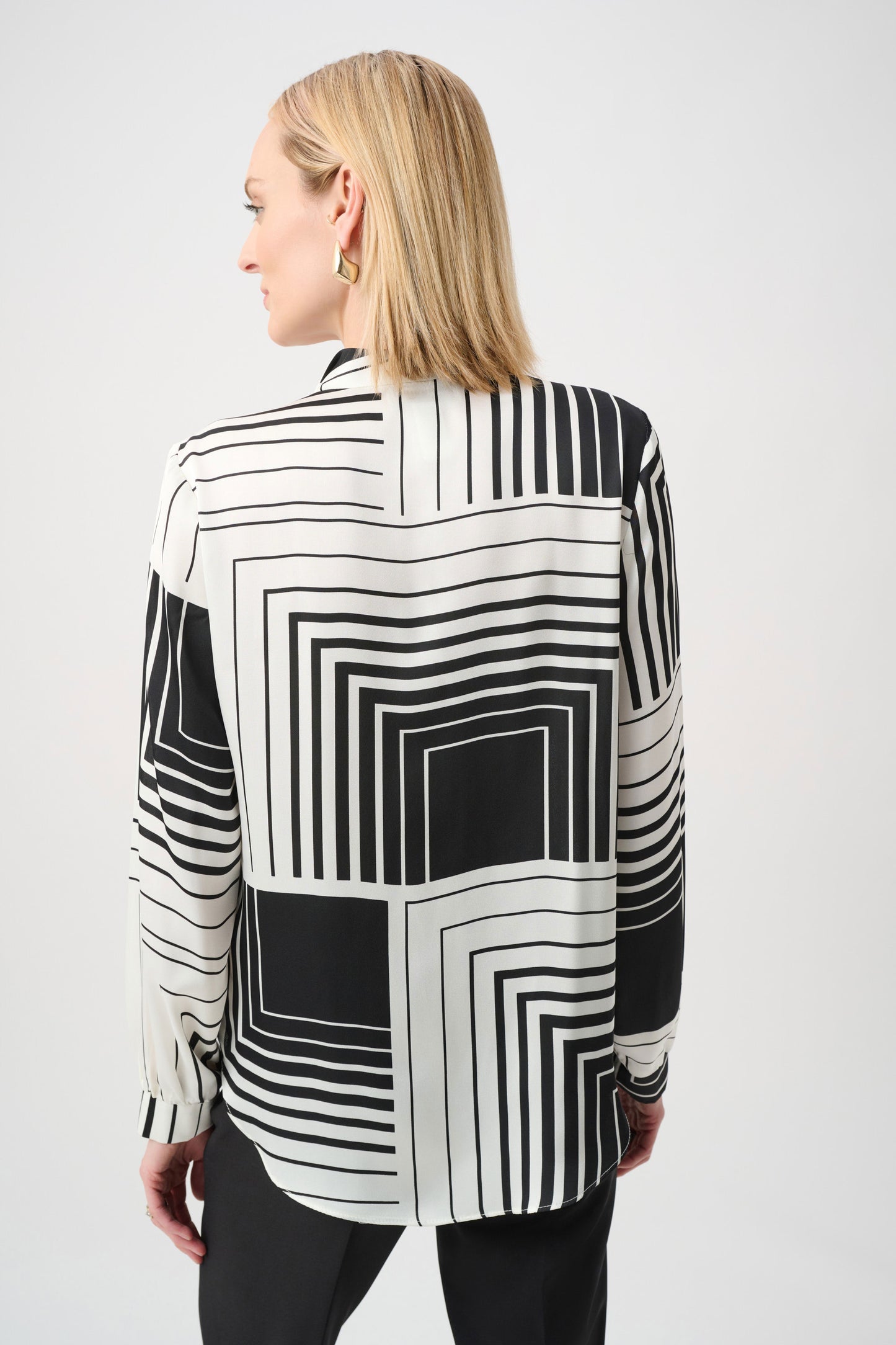 Recycled Satin Geometric Print Boxy Top. Style JR263153