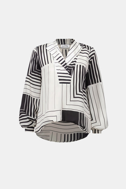 Recycled Satin Geometric Print Boxy Top. Style JR263153