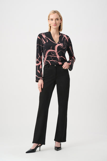 Silky Knit Abstract Print Straight Top. Style JR263166
