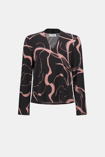 Silky Knit Abstract Print Straight Top. Style JR263166