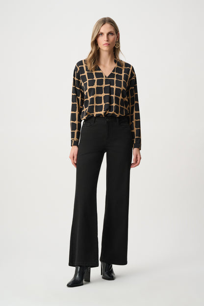 Recycled Woven Abstract Print Boxy Top. Style JR263169