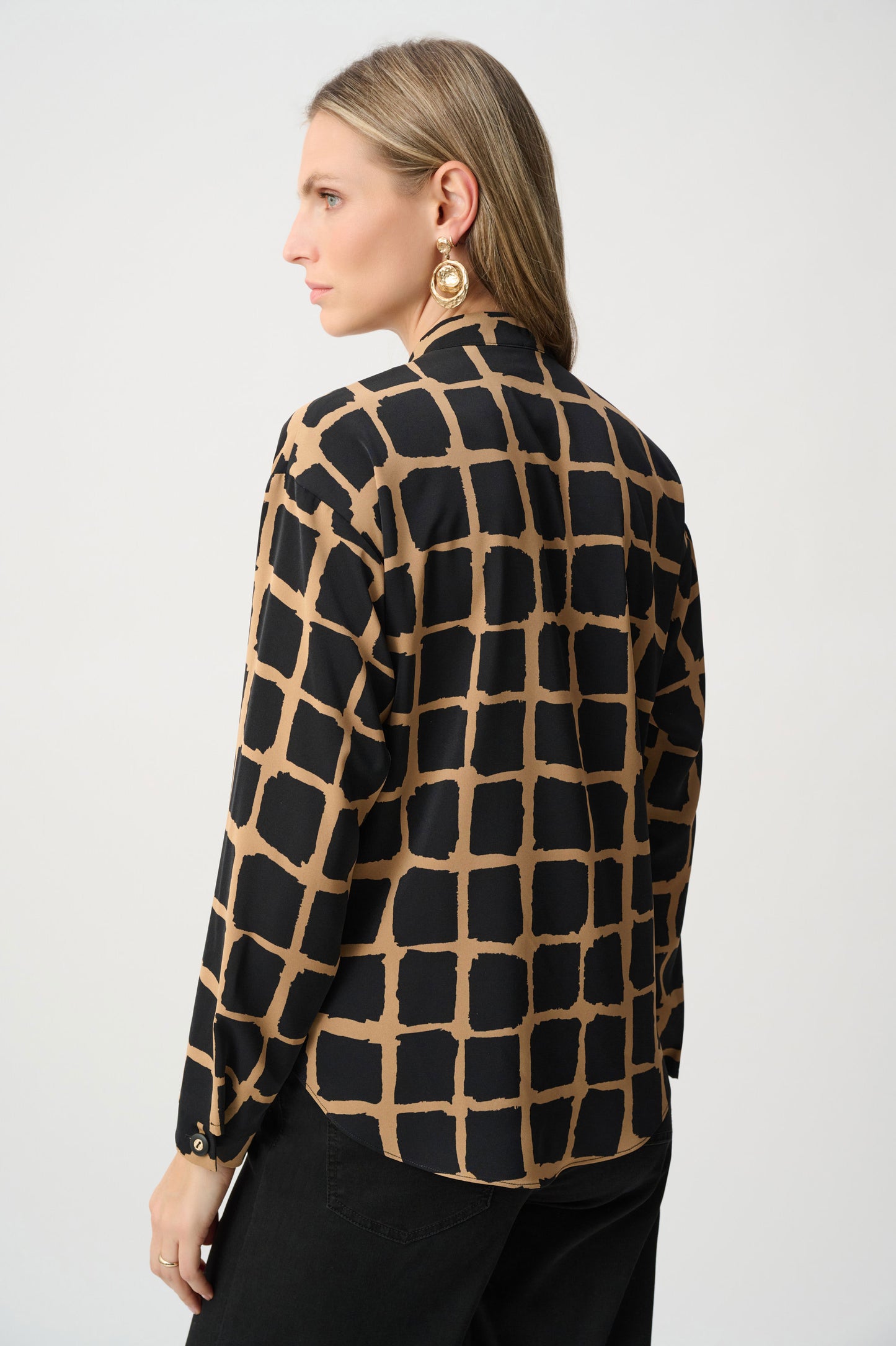 Recycled Woven Abstract Print Boxy Top. Style JR263169