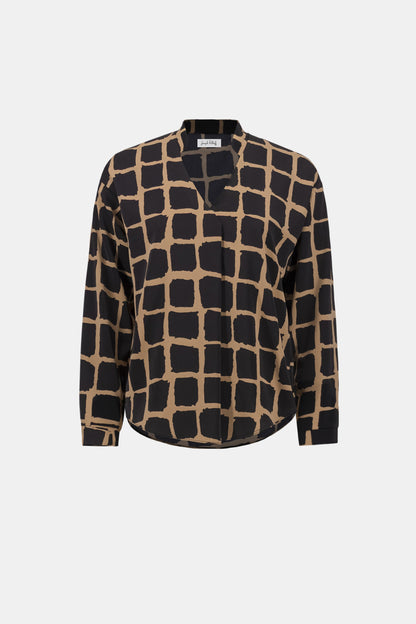 Recycled Woven Abstract Print Boxy Top. Style JR263169