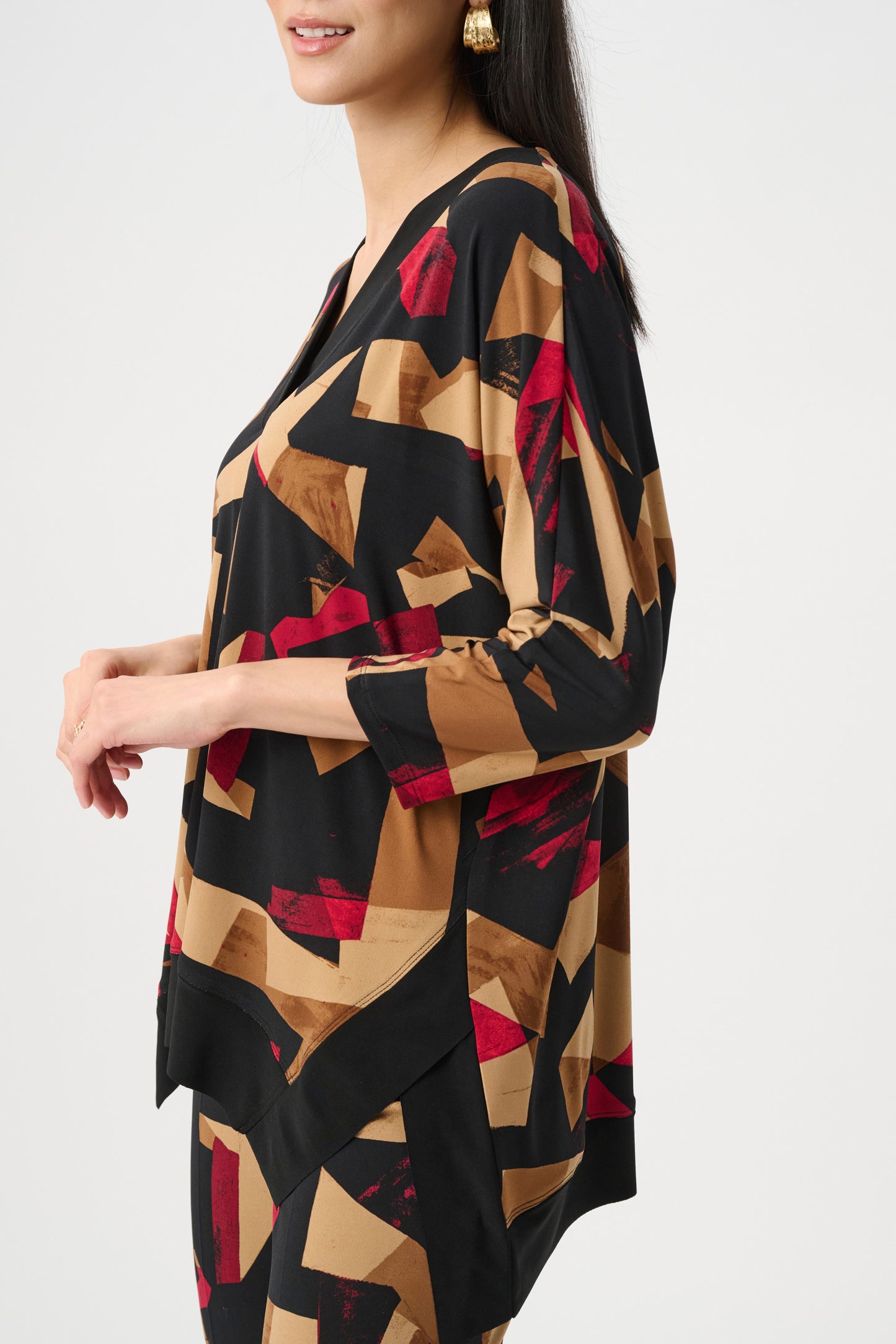 Silky Knit Abstract Print Boxy Tunic. Style JR263224
