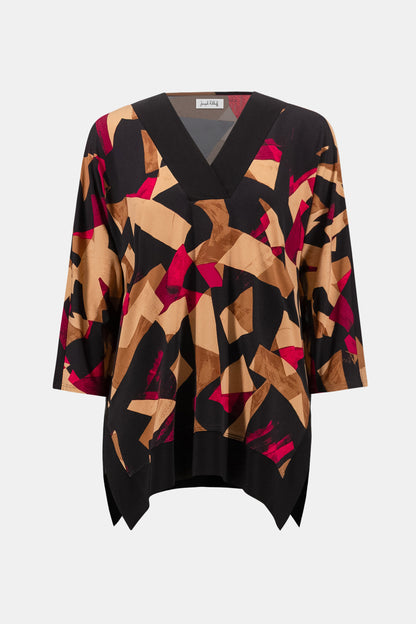 Silky Knit Abstract Print Boxy Tunic. Style JR263224