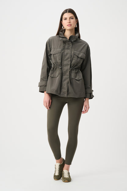 Nylon Mock-Neck Embellished Jacket. Style JR263633