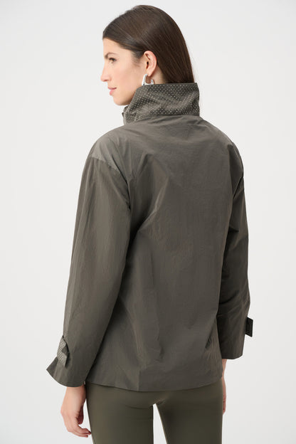Nylon Mock-Neck Embellished Jacket. Style JR263633