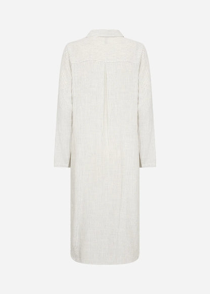 Vertical Stripes Button Front Shirt Style Midi Dress. Style SOYA41588