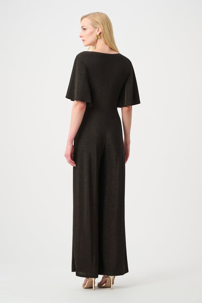Signature Sparkle Knit Wide Leg Wrap Jumpsuit. Style JR263717