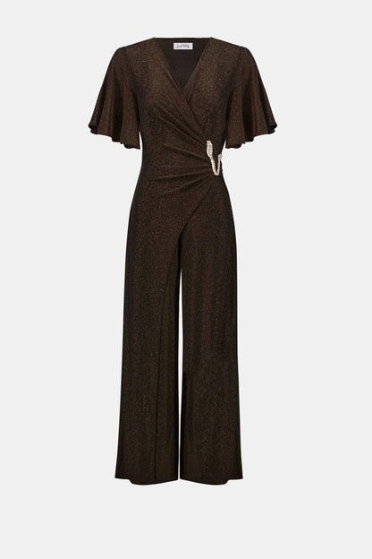 Signature Sparkle Knit Wide Leg Wrap Jumpsuit. Style JR263717