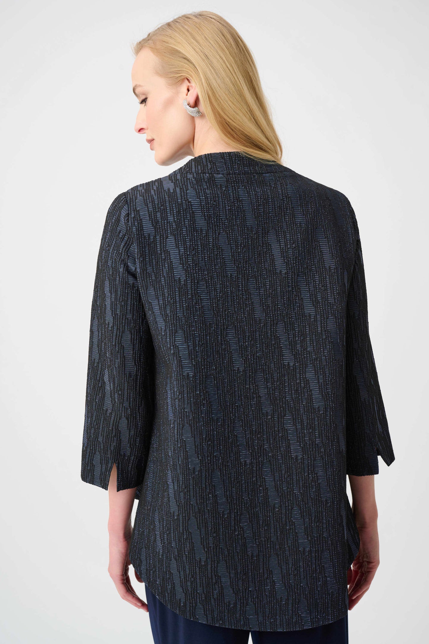 Signature Foil-Textured Jacquard Trapeze Jacket. Style JR263725