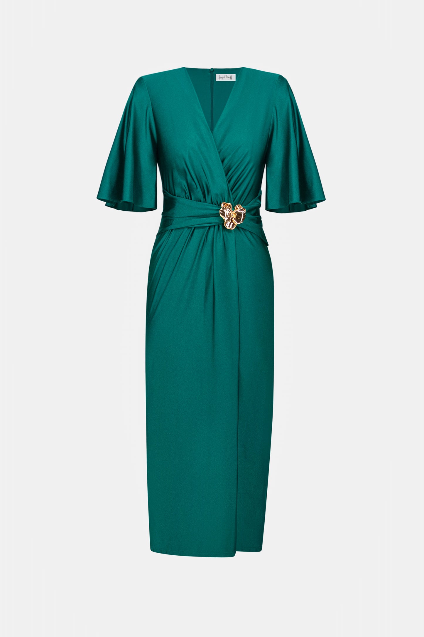 Signature Satin Knit Wrap Dress. Style JR263733