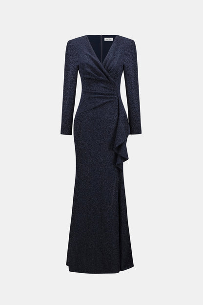Signature Sparkle Knit Wrap Gown. Style JR263735