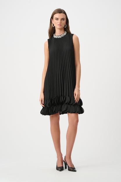 Signature Pleated Georgette Embellished A-Line Dress. Style JR263738