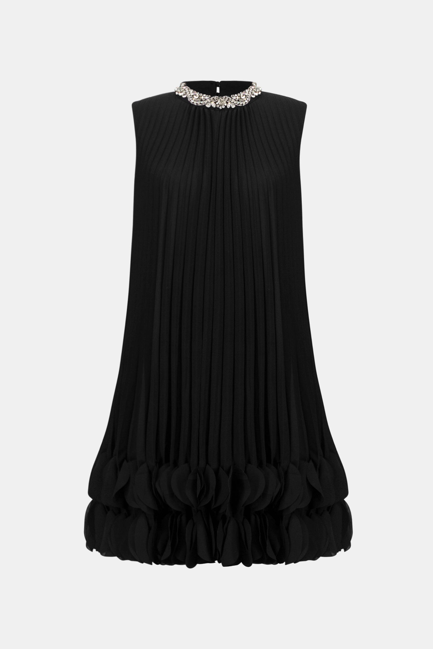 Signature Pleated Georgette Embellished A-Line Dress. Style JR263738