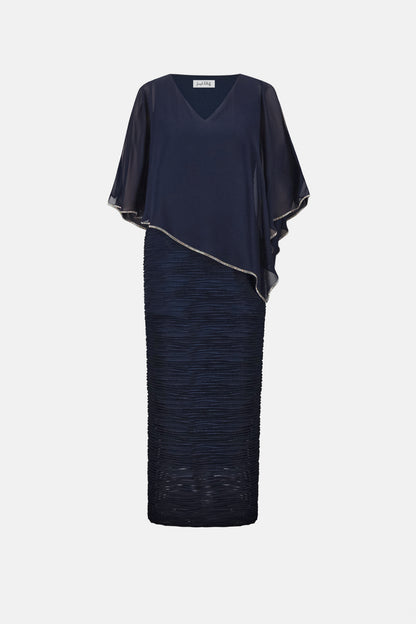 Chiffon Poncho Overlay Sparkle Cascade Gown. Style JR263748