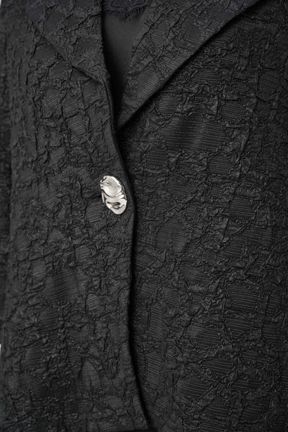 Signature Textured Jacquard Lapel-Collar Trapeze Jacket. Style JR263761