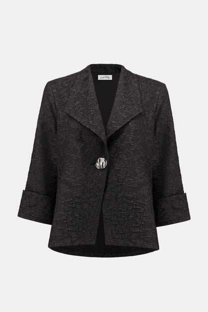 Signature Textured Jacquard Lapel-Collar Trapeze Jacket. Style JR263761