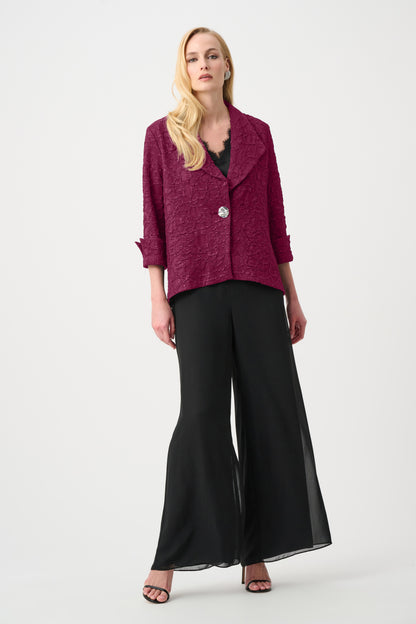 Signature Textured Jacquard Lapel-Collar Trapeze Jacket. Style JR263761