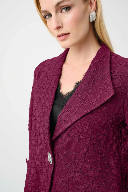 Signature Textured Jacquard Lapel-Collar Trapeze Jacket. Style JR263761