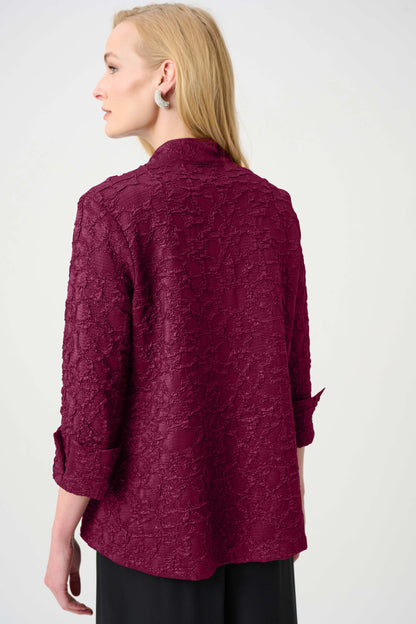 Signature Textured Jacquard Lapel-Collar Trapeze Jacket. Style JR263761