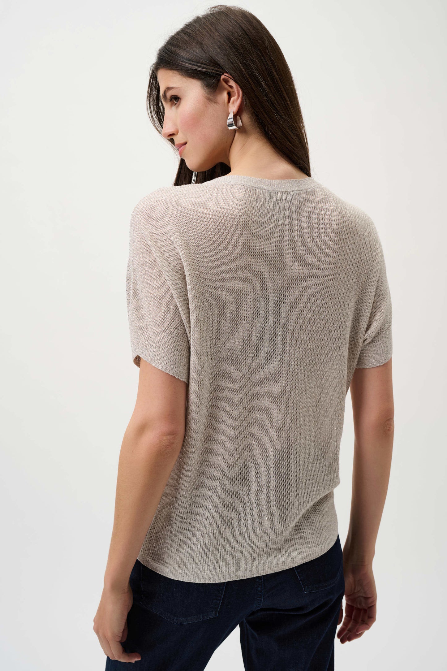 Metallic Knitted Rhinestone Embellishments Top. Style JR263900